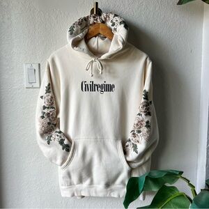 Civil Regime Floral Embroidered Hoodie Cream Sweatshirt Men’s Medium